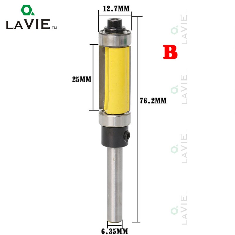 1pcs 1/4 6.35mm Double Bearing Straight Trim Router Bit Trimming Knife