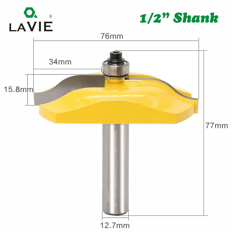 Broca enrutadora de Panel elevado de carburo grande, vástago de 12MM y 1/2 "con enrutador de puerta de madera Ogee, herramienta de fresado CNC para carpintería, 1 ud.