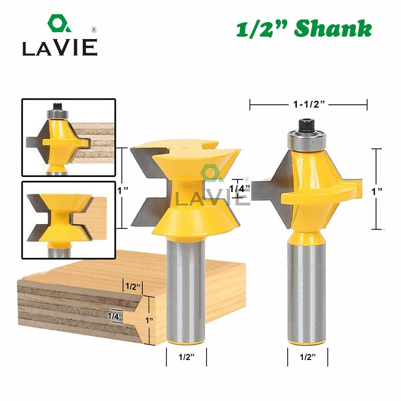 2pcs 12mm 1/2" Shank 120 Degree Tenon Router Bit Set Woodworking Groove Milling Cutter for Wood Tools Tungsten Carbide