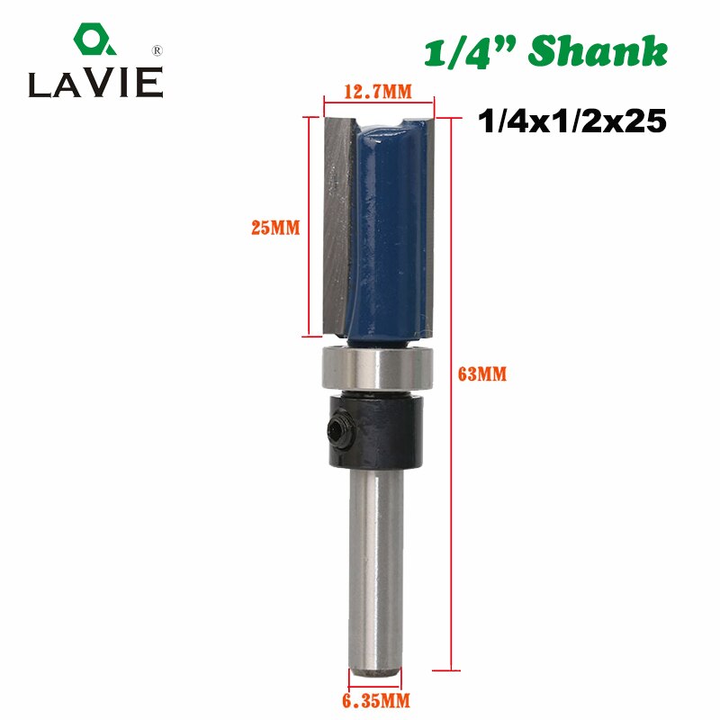 1PC 1/4 Shank Pattern Bit Flush Trim Bit Straight Bit with Bering Hinge Mortising Router Bit Wood Trimmer Cutter