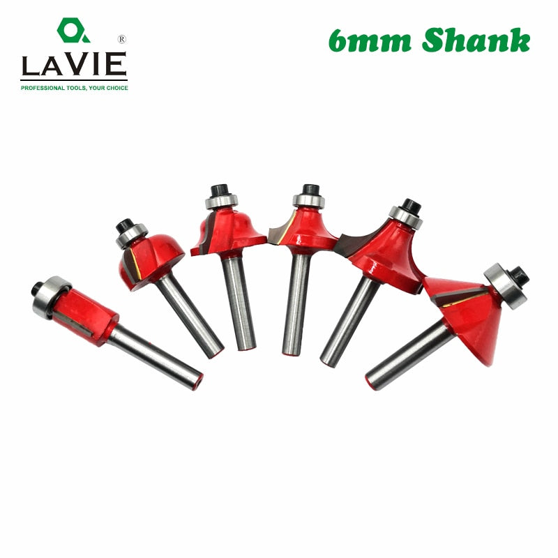 6mm Shank Woodworking Flush Trim Router Bit Beading Bit Corner Round Cove Tungsten Carbide Milling Cutter for Wood MC06013