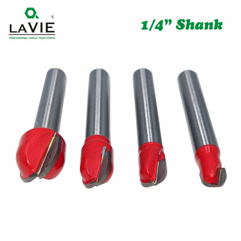 1pc 1/4 6.35mm Shank Ball Nose Router Bit Round Milling Cutter for Wood CNC Radius Core Box Solid Carbide Tools