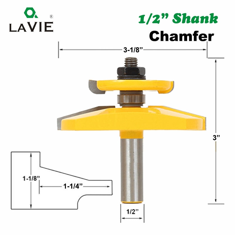 1pc 12mm 1/2" Shank 15 Degree Chamfer Raised Panel Ogee Router Bit Backcutter 3-1/2" Dia Woodworking Tenon Cutter