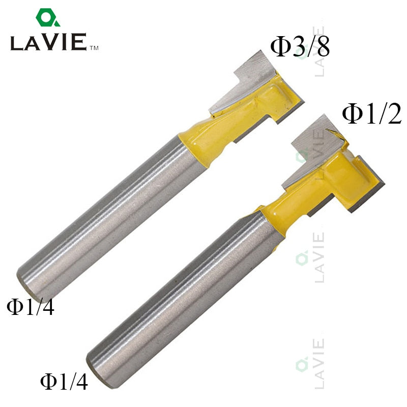 2pcs 1/4" Shank T-Slot Cutter Router Bit Hex Bolt Key Hole Bits T Slotting Milling Cutter