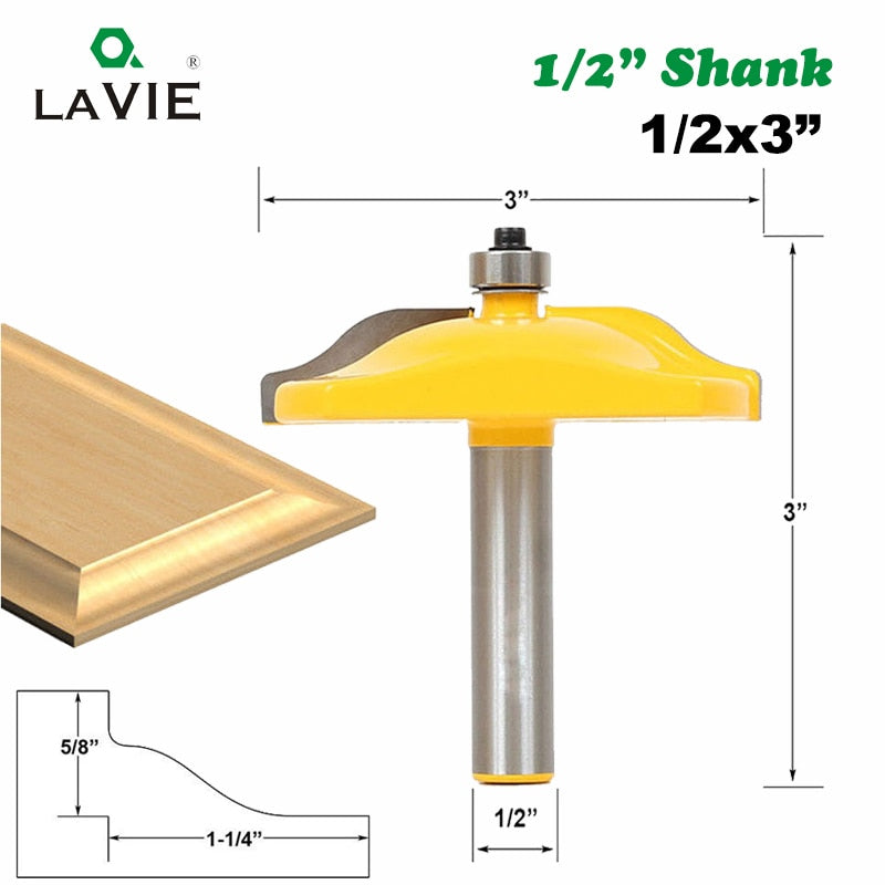 Broca enrutadora de Panel elevado de carburo grande, vástago de 12MM y 1/2 "con enrutador de puerta de madera Ogee, herramienta de fresado CNC para carpintería, 1 ud.