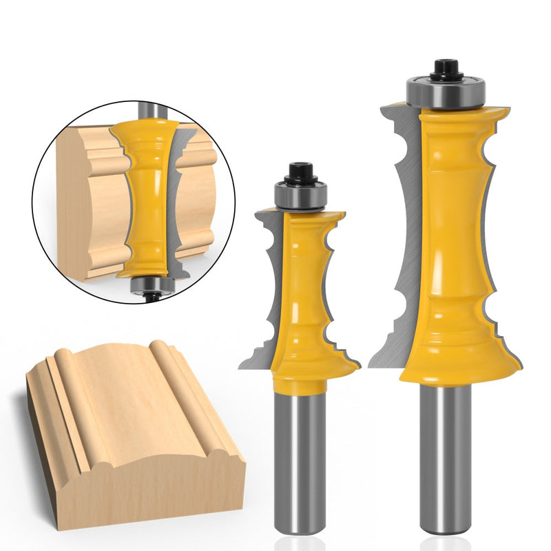 2 PCS Router Bit Set, 1/2-Inch Shank Woodworking Wood Molding Cutter, Mitered Panel Cabinet Door Router Bits