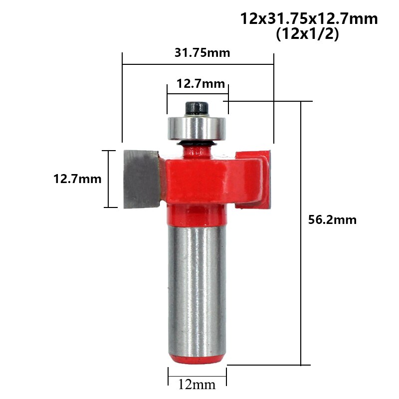 1pc 12mm Shank 1/2 T-Sloting Router Bit with Bearing Slot Milling Cutter T Type Rabbeting Woodwork Tool for Wood