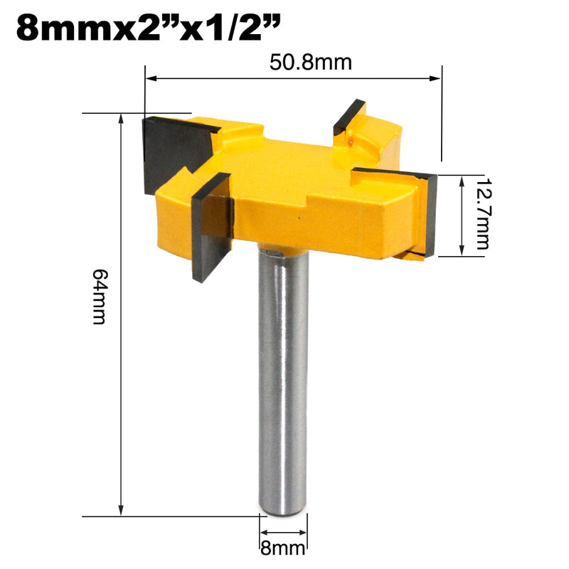 1pc 4 Edge T Type Slotting Cutter Woodworking Tool Router Bits For Wood Industrial Grade Milling Cutter Slotting