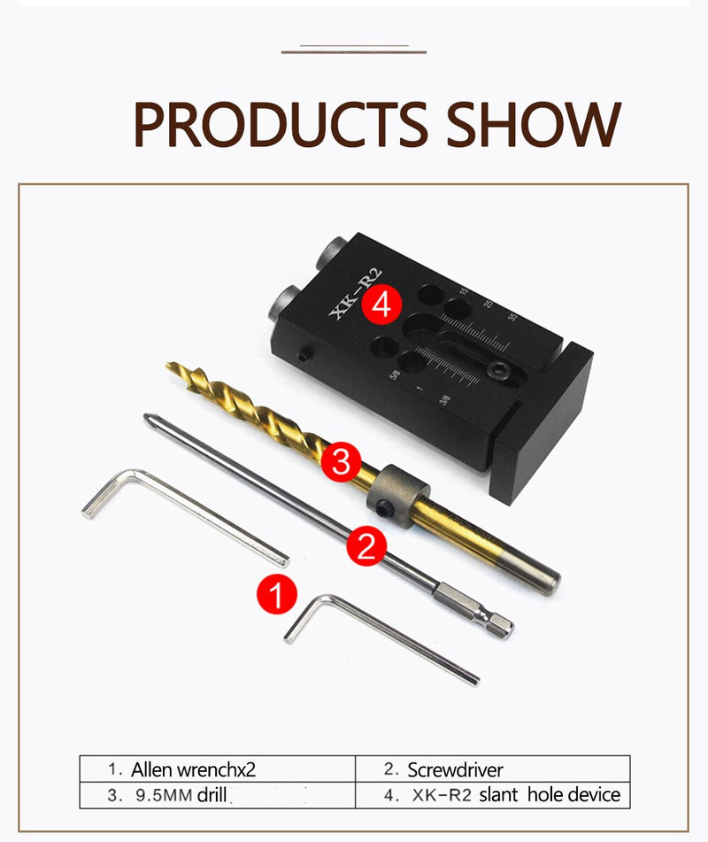 Woodworking Oblique Hole Pocket Drilling Puncher Guide Rail Fixture Aluminum Alloy 15 Degree Drilling Auxiliary Tool