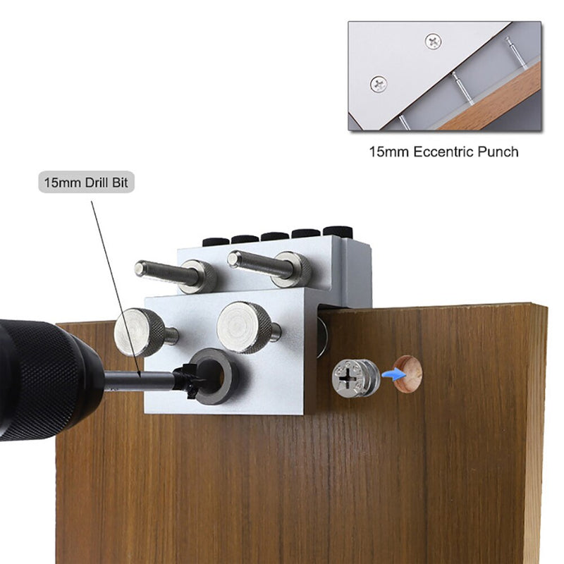 Three In One Woodworking Punch Positioner English 3/8 "aluminum Alloy Log Tenon Drill Hole Punch Jig Woodworking Tools