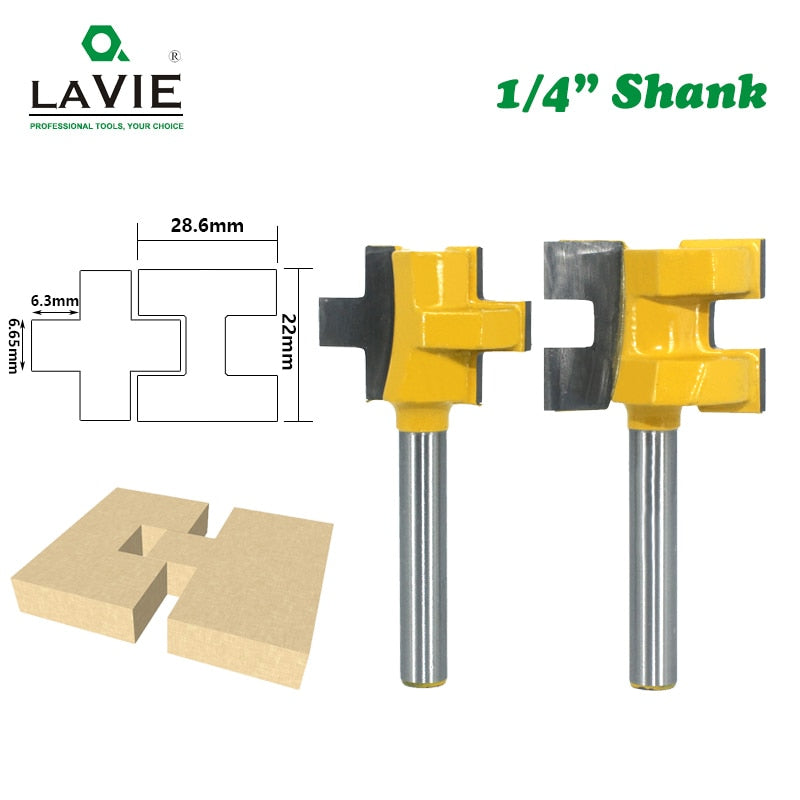 2pcs 1/4 Shank Carving Knife Square Tooth T-Slot Tenon Milling Cutter Router Bits for Wood Tool Woodworking