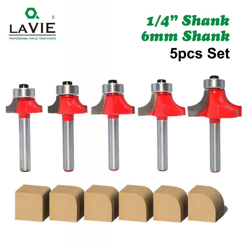 6mm 1/4" Shank Corner Round Over Router Bit with Bearing Cleaning Flush Milling Cutter