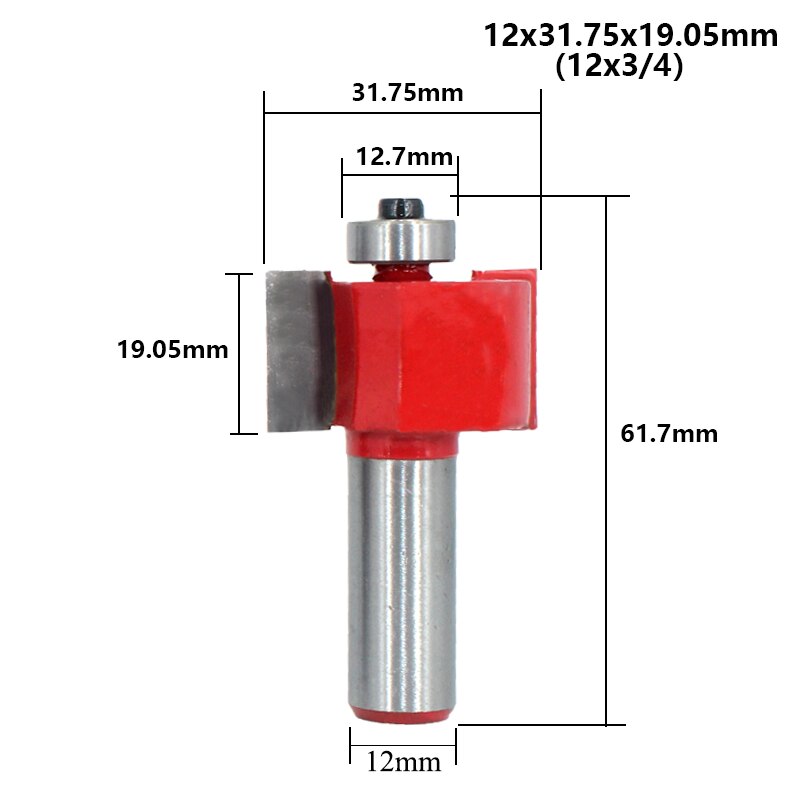 1pc 12mm Shank 1/2 T-Sloting Router Bit with Bearing Slot Milling Cutter T Type Rabbeting Woodwork Tool for Wood