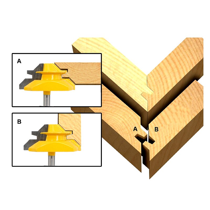 1/4" Shank 6.35MM 8MM 45 Degree Lock Miter Router Bit Tenon Milling Cutter Woodworking Tool