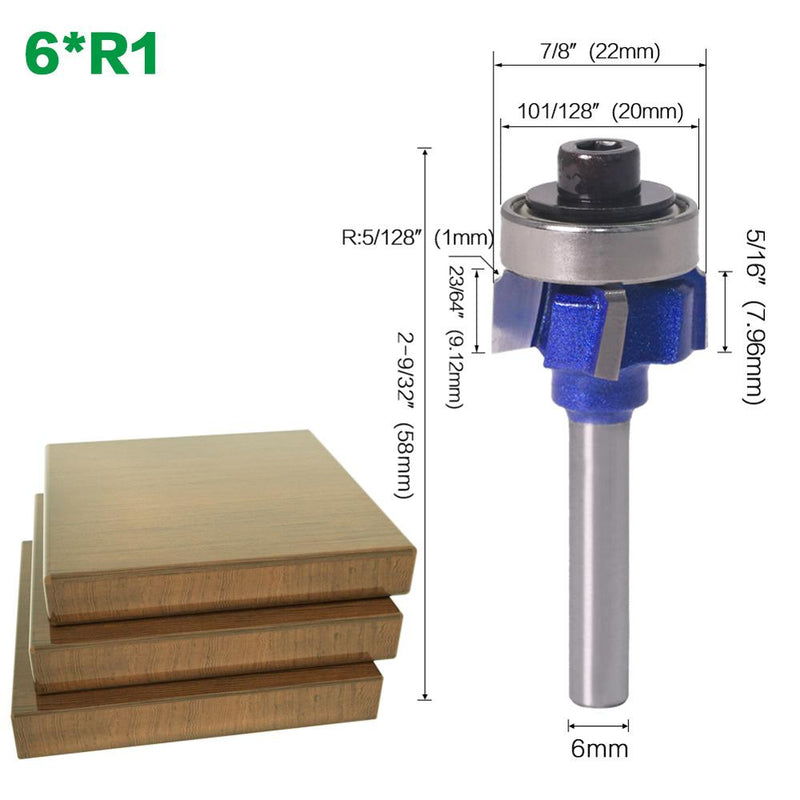 Broca enrutadora redonda de esquina Z4, 6mm, 1/4, 8 vástagos, R1, R2, R3, borde embellecedor, molino de carpintería, broca cortadora clásica