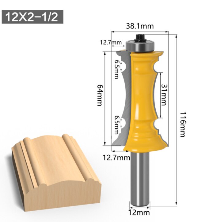 Juego de brocas enrutadoras de 2 uds, cortador de molduras de madera para carpintería con vástago de 1/2 pulgada, brocas enrutadoras para puertas de gabinetes con paneles ingleteados