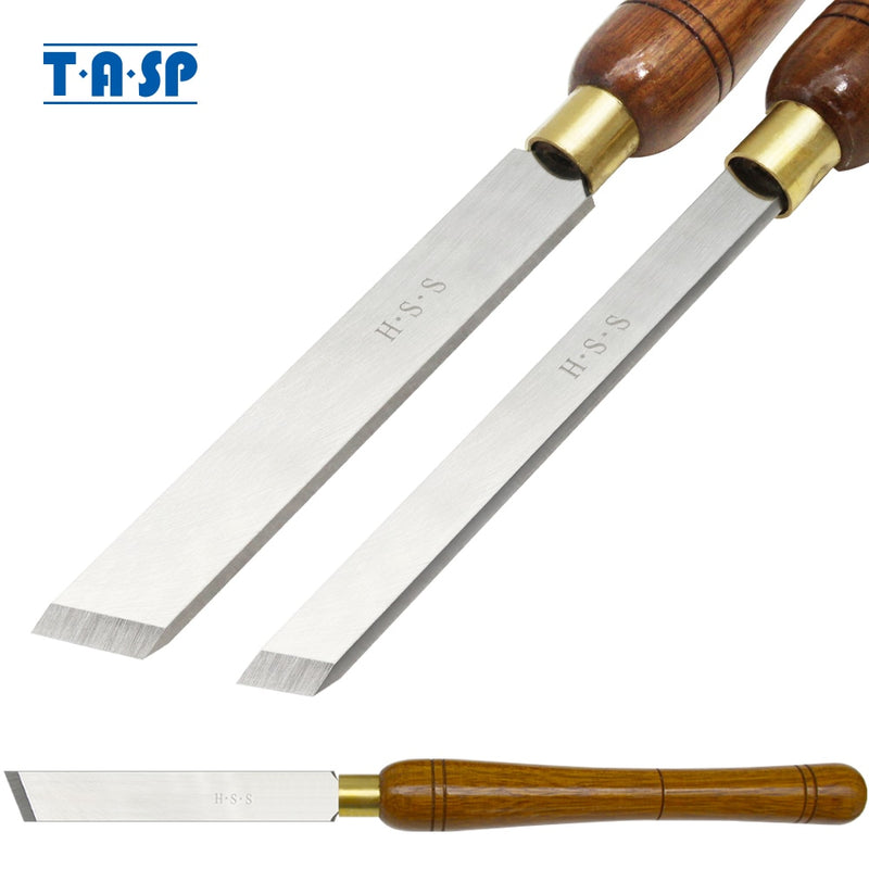 Herramientas de torneado de madera con cincel oblicuo, hoja HSS de 1 ''y 5/8'', herramienta de torneado de madera, casquillos de latón, mango de nogal para torno de carpintería