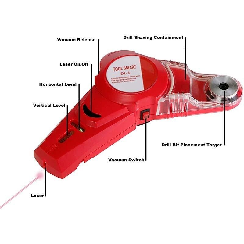 Localizador de línea Horizontal con nivel láser 2 en 1, cubierta de colector de polvo de perforación con rango de medición, herramientas de medición Vertical