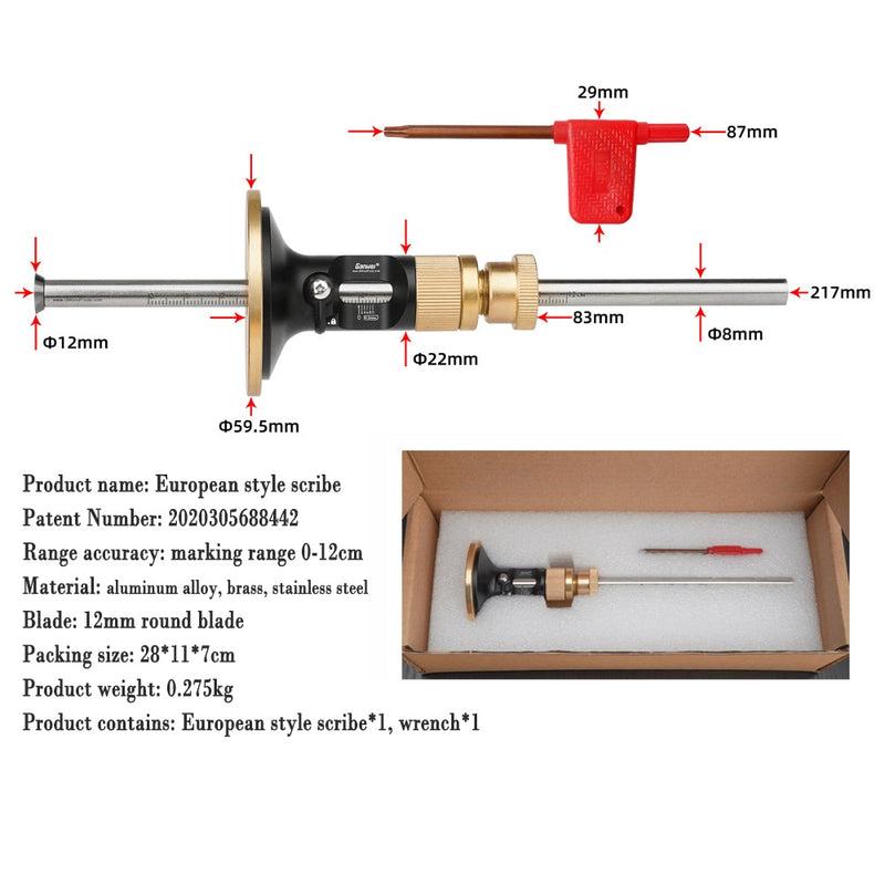 Wheel Marking Gauge Woodworking Marking Scriber With 2 Replacement Cutters Solid Metal Bar Wood Scribe Tool For Carpenter