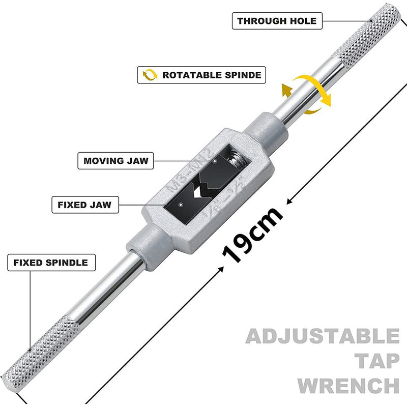 7 Pcs Screw Hand Thread Tap Essential Threading Tool T-shaped T-Handle Ratchet Tap with Machine Screw Thread Metric Plug