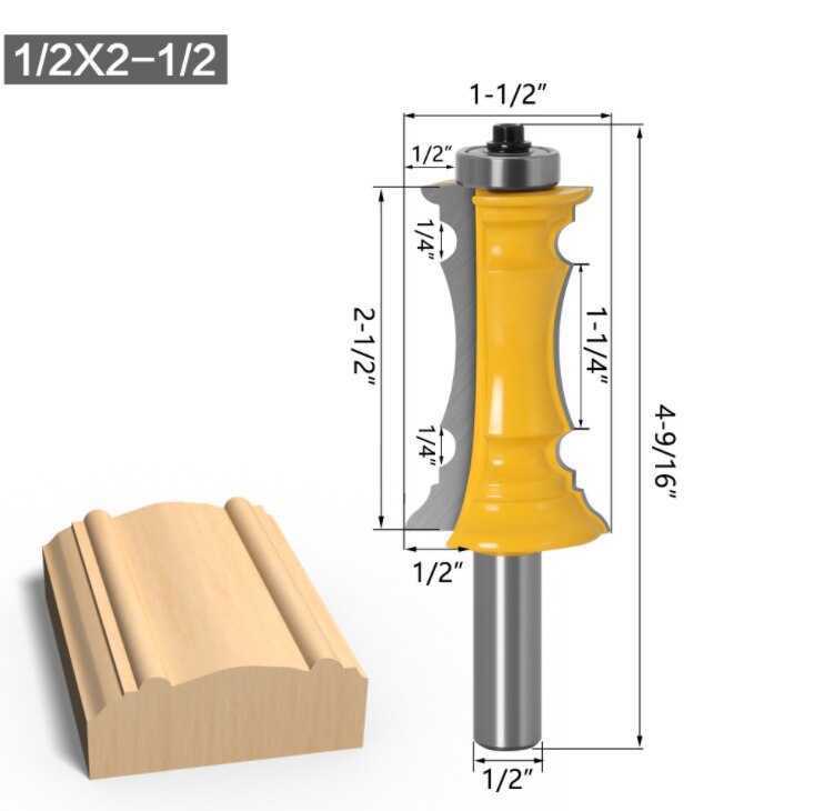 2 PCS Router Bit Set, 1/2-Inch Shank Woodworking Wood Molding Cutter, Mitered Panel Cabinet Door Router Bits