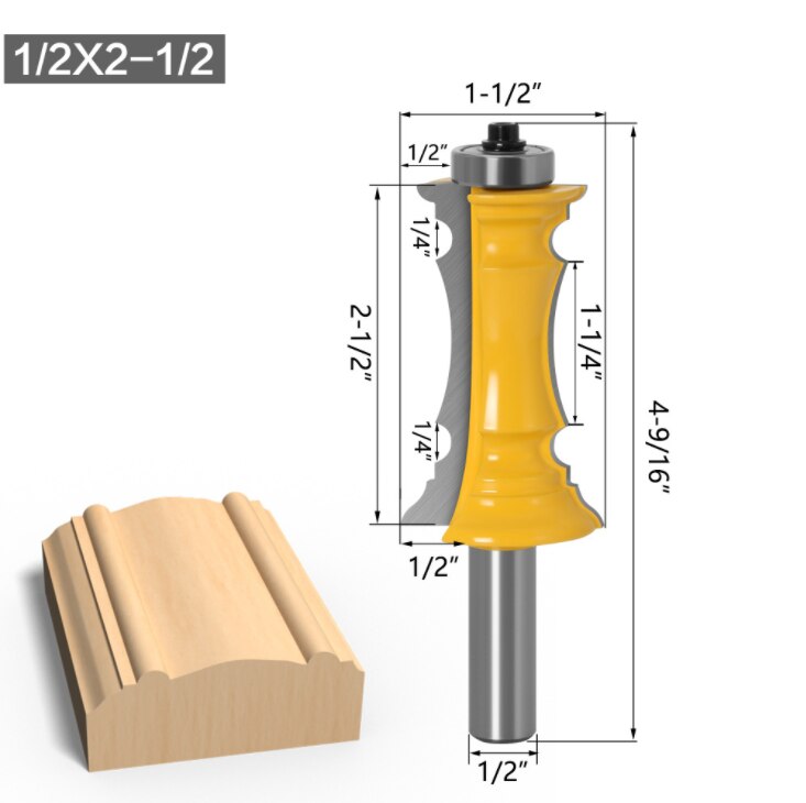 2 PCS Router Bit Set, 1/2-Inch Shank Woodworking Wood Molding Cutter, Mitered Panel Cabinet Door Router Bits