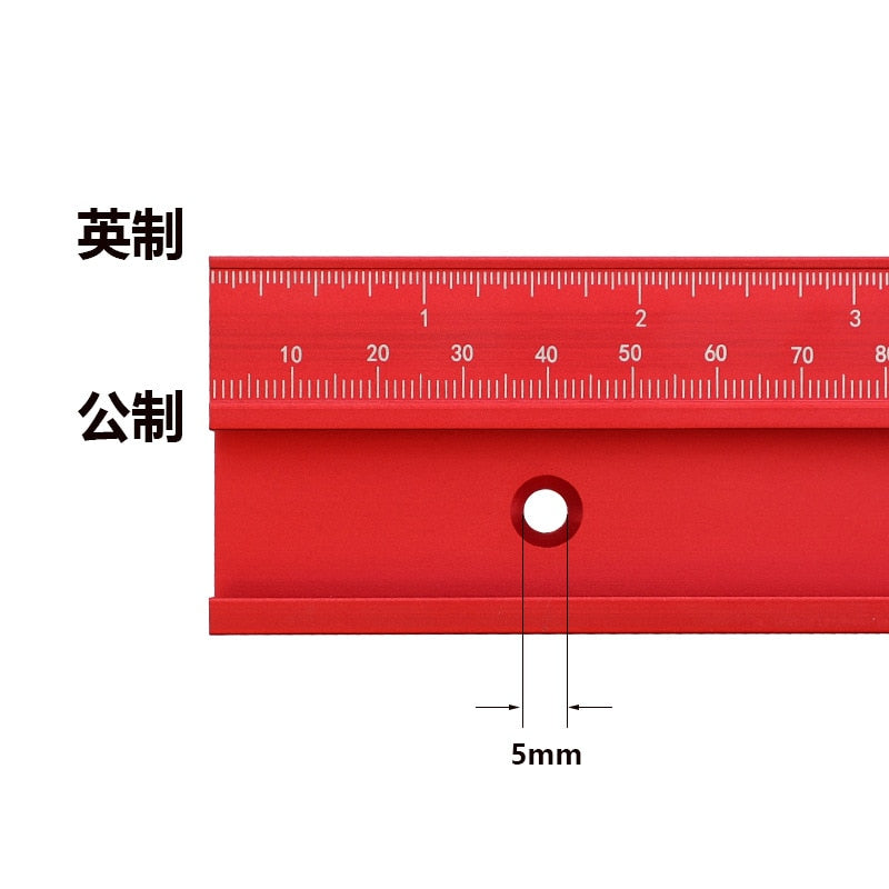 400-800MM Aluminum Alloy Table Guide Rail Type 45 Red Metric Inch with Scale Chute Push Handle Chute Woodworking Tool