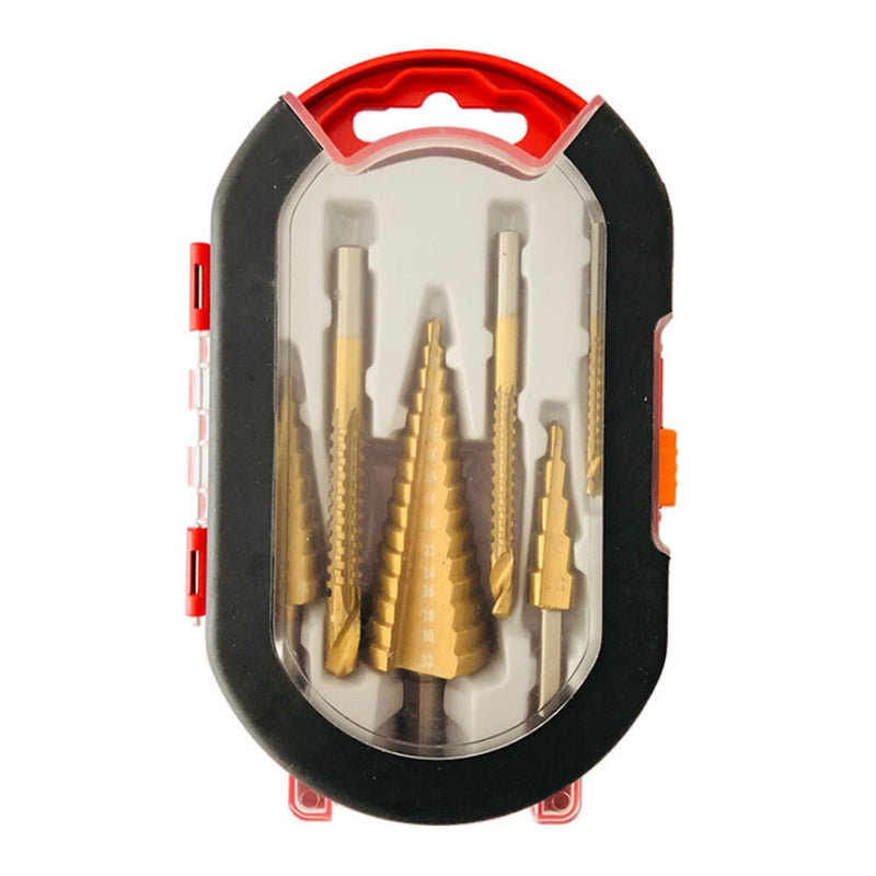 HSS Titanium Step Drill Bit Set Cone Hole Cutter Taper Metric Titanium Coated Metal Hex Core Drill Bits Cone Drill