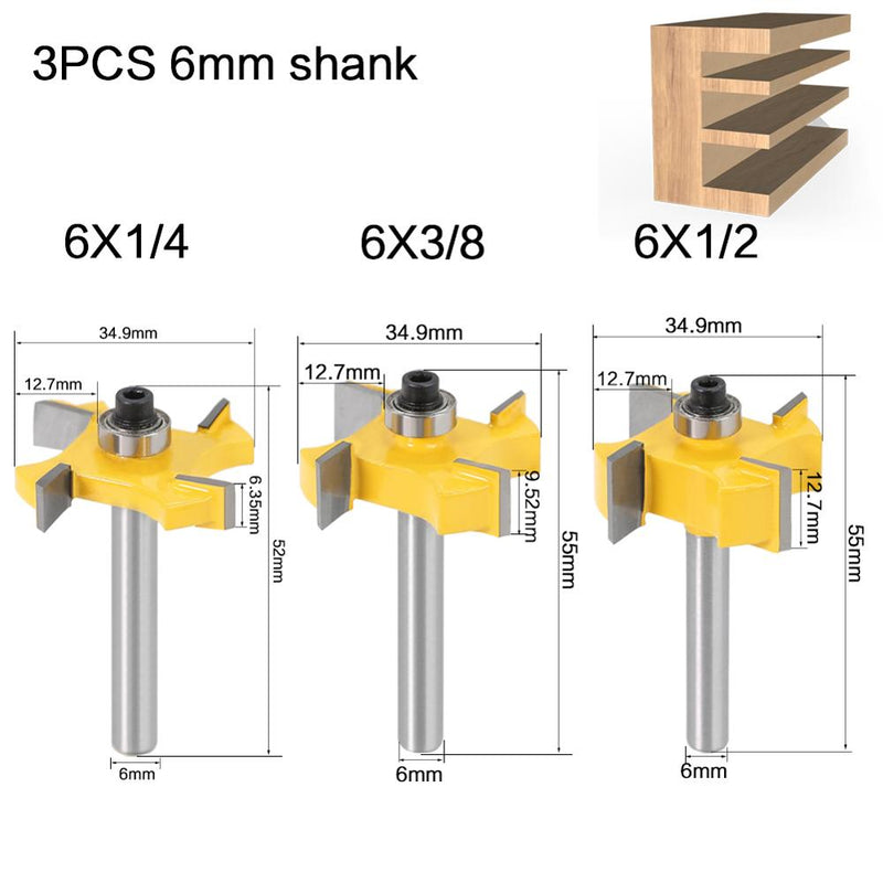 6mm 1/4 pulgadas vástago tipo T rodamientos Fresa de madera broca de rabbeting de grado Industrial herramienta de carpintería brocas de enrutador