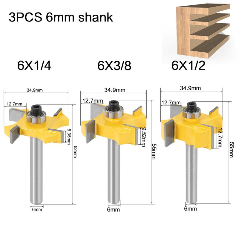6mm 1/4 inch Shank T type bearings wood milling cutter Industrial Grade Rabbeting Bit woodworking tool router bits