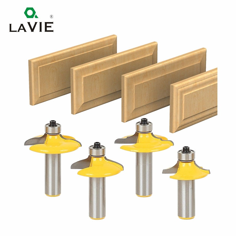 4pcs 8mm 12mm 1/2 Shank Drawer Router Bit Set Round Over Beading Edging Mill Wood Milling Cutter Carbide Woodwork