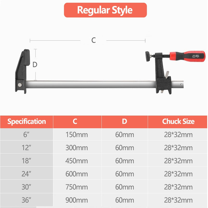 6/10/18/24 Inch F Clamps Heavy Duty Bar Quick Ratchet