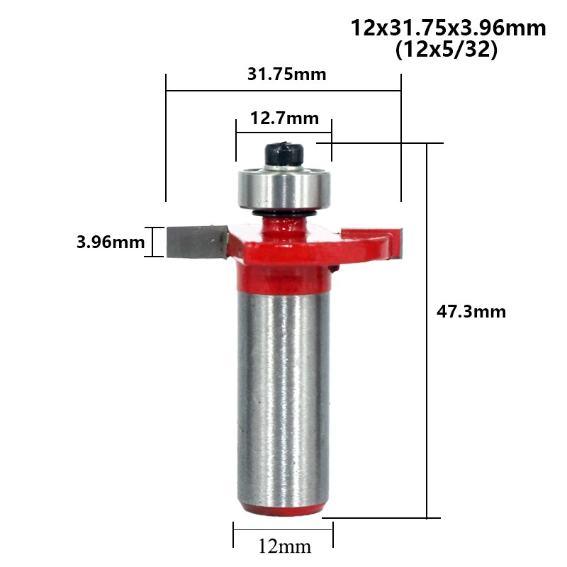 1pc 12mm Shank 1/2 T-Sloting Router Bit with Bearing Slot Milling Cutter T Type Rabbeting Woodwork Tool for Wood