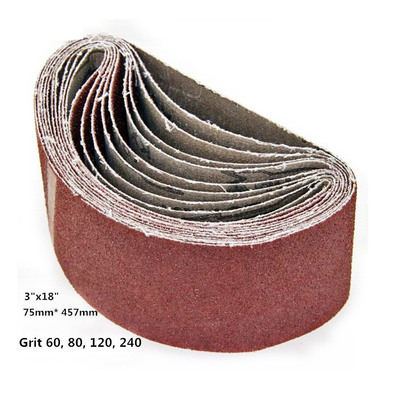 5pcs 3" x 18" Sanding Belts 75x457mm Grit 60 80 120 240 Aluminium Oxide