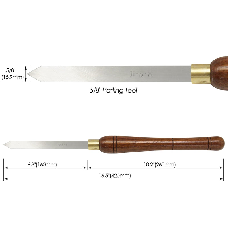 Diamond Parting Tool 5/8'' Woodturning Tools 16mm Wood Lathe Turning Chisels Tipped HSS Blade with Walnut Handle