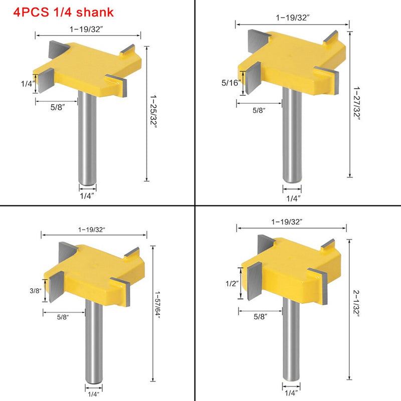 1/4in Handle Milling Cutter Metal CNC Machine Wood Router Cutter Corn Drilling Bit Strawberry Dovetail Woodworking Tools