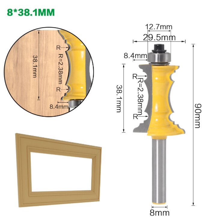 Juego de brocas enrutadoras de 2 uds, cortador de molduras de madera para carpintería con vástago de 1/2 pulgada, brocas enrutadoras para puertas de gabinetes con paneles ingleteados