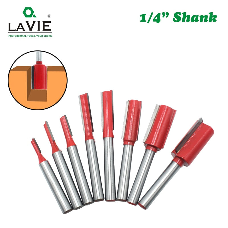 1pc 1/4" Shank 6.35mm Blade Double Flutes Straight Bit Woodworking Cutter Tool Carving Trimming Router Bit