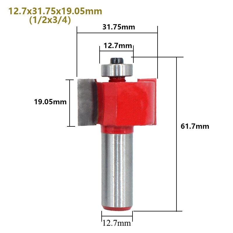 1pc 12mm Shank 1/2 T-Sloting Router Bit with Bearing Slot Milling Cutter T Type Rabbeting Woodwork Tool for Wood