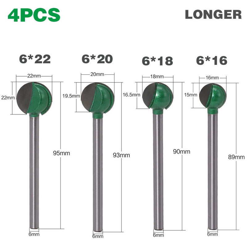 Broca enrutadora de punta redonda con vástago de 3mm o 6mm para fresadora CNC de madera con núcleo de radio de carburo de tungsteno