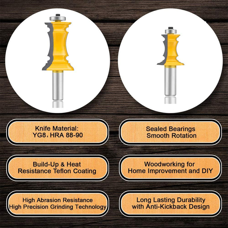 2 PCS Router Bit Set, 1/2-Inch Shank Woodworking Wood Molding Cutter, Mitered Panel Cabinet Door Router Bits