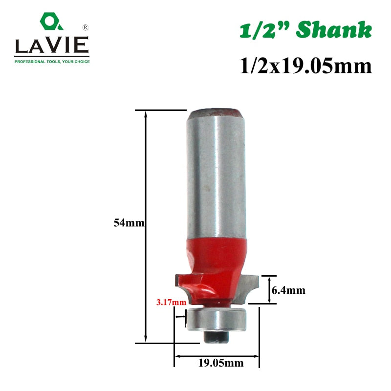 6 uds 12mm 1/2 "vástago esquina redonda y rebordear ribete Router Bit Set C3 cortador de espiga con punta de carburo