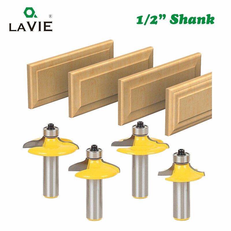 4pcs 8mm 12mm 1/2 Shank Drawer Router Bit Set Round Over Beading Edging Mill Wood Milling Cutter Carbide Woodwork