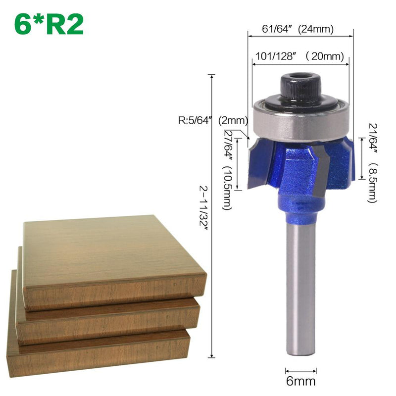 Broca enrutadora redonda de esquina Z4 de 6mm, 1/4, 8 vástagos, R1, R2, R3, borde embellecedor, molino de carpintería, broca cortadora clásica para madera 051-Z4