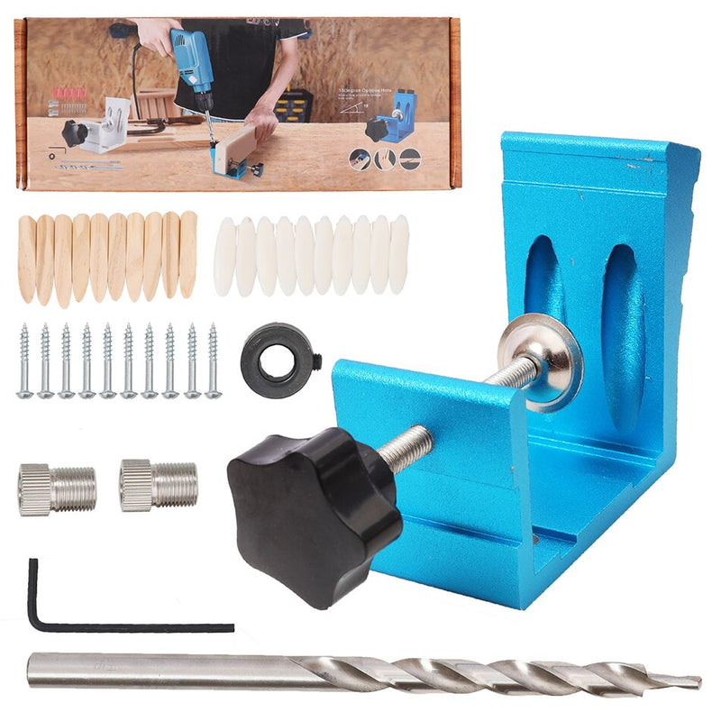 Inclined Hole Drilling Pocket Hole Jig Kit Dowel Drill Joinery Screw Kit Woodworking Guides Joint Angle Tool Locator