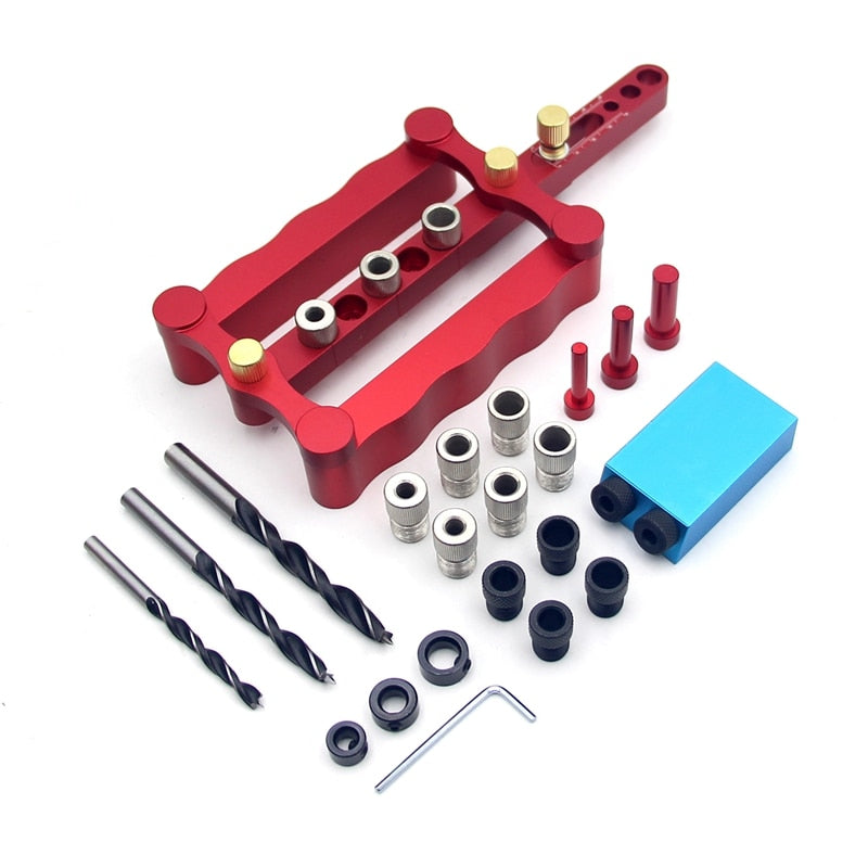 WORKBRO Woodworking Dowel Jig 6/8/10mm Drill Guide Metal Sleeve Wood Drilling Saw Tools Handheld Jigs with Inclined Hole Device