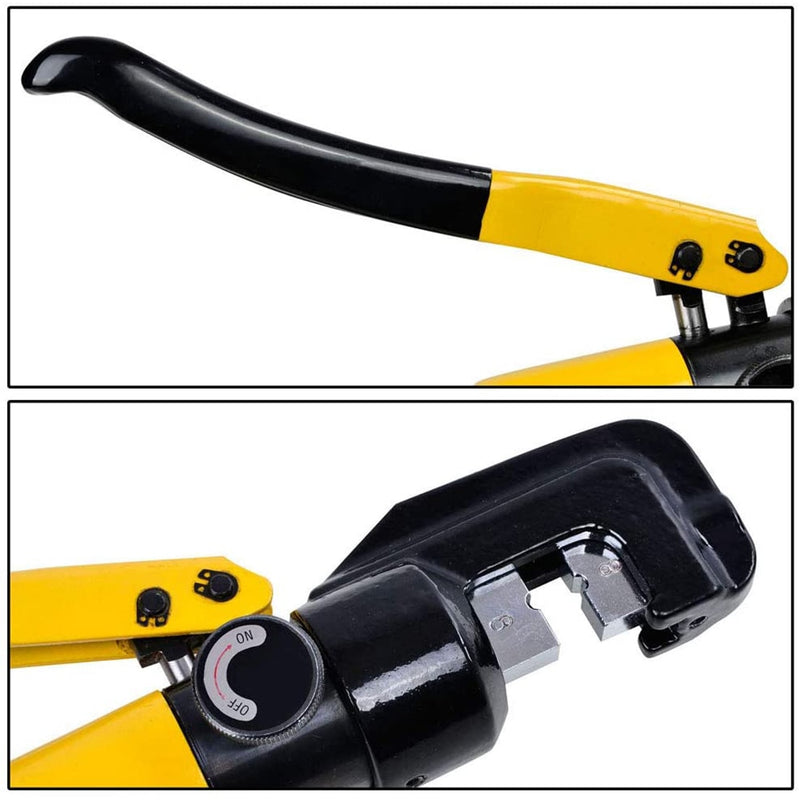 10 Ton Hydraulic Wire Crimper Battery Cable Lug Terminal Crimping Clamp Tool with 9 Dies