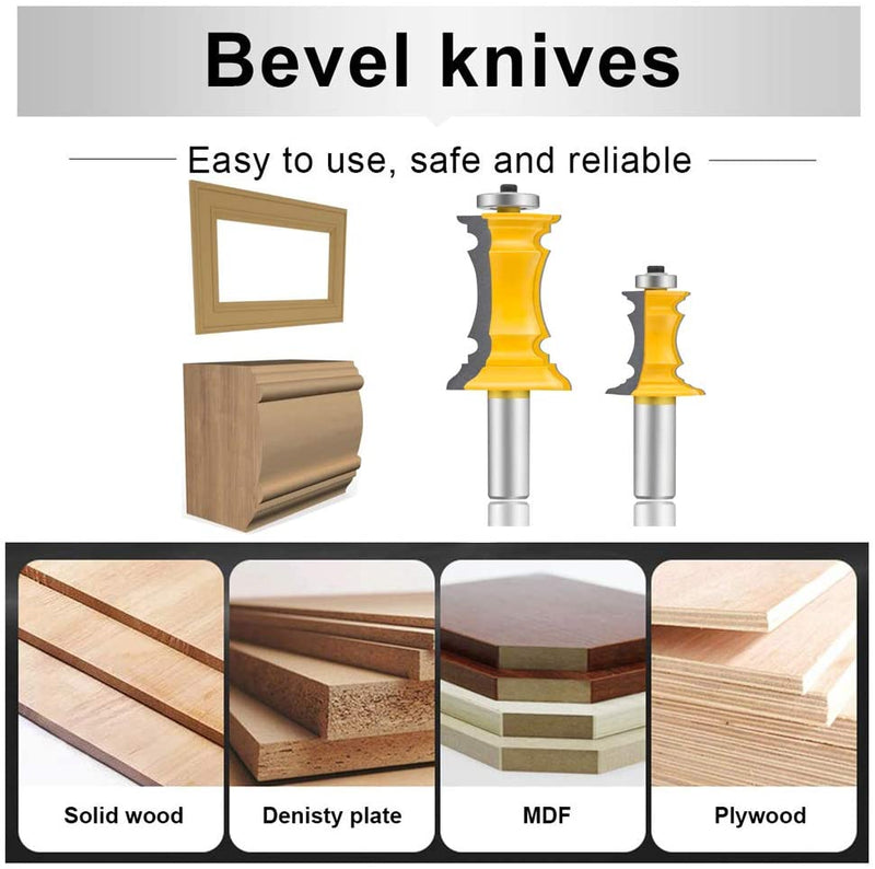 2 PCS Router Bit Set, 1/2-Inch Shank Woodworking Wood Molding Cutter, Mitered Panel Cabinet Door Router Bits