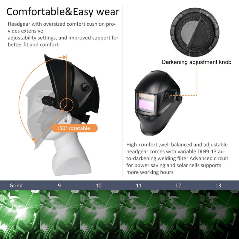Máscara de Soldadura Solar casco oscurecimiento automático Rango ajustable 4/9-13 MIG MMA lente de soldadura eléctrica para máquina de soldadura