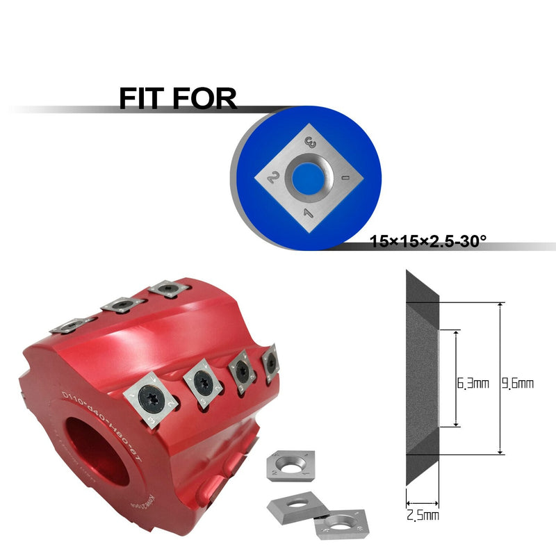 Insertos de corte de carburo de tungsteno cuadrados de 15mm para carpintería, herramientas de torneado de torno con cabezal cepillador helicoidal en espiral, 10 Uds.